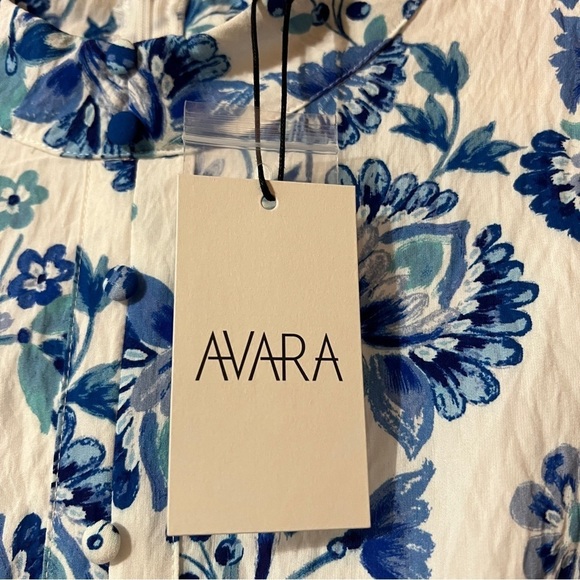 Avara | NWT Peyton Dress Balloon Sleeve High Neck Chinoiserie Floral Size L - Picture 4 of 15